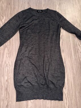 BCX Charcoal Ribbed Knit Sweater Dress